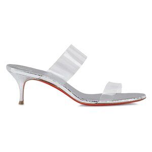 Christian Louboutin JUST NOTHING 55 Leather Mule Sandal Heels Slides Shoes